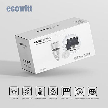 ECOWITT Wittboy Weather Station GW2001, Includes GW2000 Wi-Fi IoT Hub and WS90 7-in-1 Outdoor Solar Powered Weather Sensor, Supports WU/WeatherCloud/Wow/Ecowitt Servers, 915 MHz - style: GW2001BU
