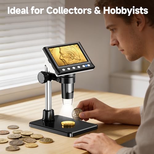 Leipan 4.3" Coin Microscope Coin Magnifier, 1980P HD Digital Microscope