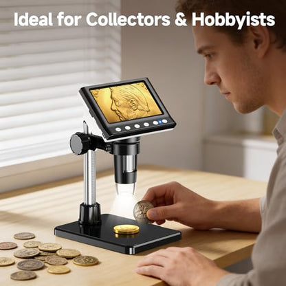 Leipan 4.3" Coin Microscope Coin Magnifier, 1980P HD Digital Microscope
