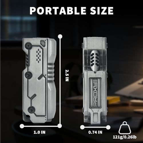 SKEDC Machine Soul Fidget Toy for Adults, Metal Fidget Slider Fidget Clicker Toy, Simulated Loading & Ratchet Play Stress Relief Toy ADHD Tools Cool Gadgets for Men (Silver) - color: Silver