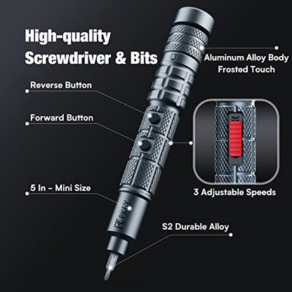 PKEY Mini Electric Screwdriver Set,Precision Electric Screwdriver Bit,Small Electric Screwdriver, Automatic Screwdriver,Power Screwdrivers, Repair Tool Set for Phone Camera Laptop Watch