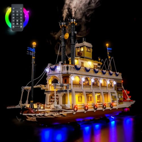 LocoLee Light kit Compatible with Lego 21356 River Steamboat - No Model Only Light, LED Lighting Accessories Compatible with Lego 21356 Canal Steamers Building Set (RC Version) - style: RC Version