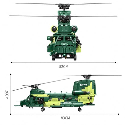 Military Helicopter Building Blocks Set, 1826 PCS, Age 14+ - color: Green