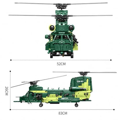 Military Helicopter Building Blocks Set, 1826 PCS, Age 14+ - color: Green