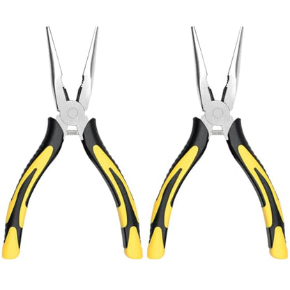 Long Needle Nose Pliers-6’’Soft Grip with Wire Cutter for Home,2pcs - size: Two-6in