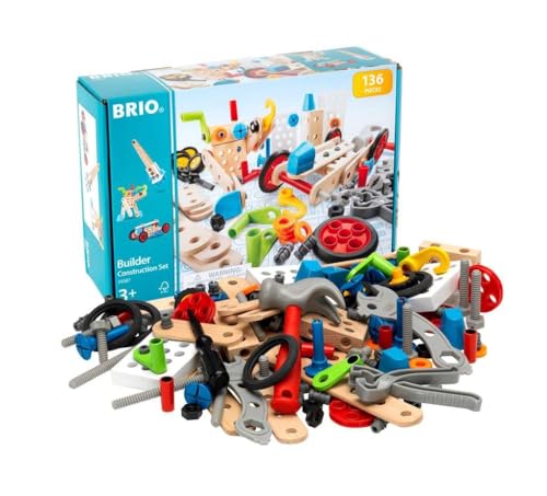 BRIO Builder 34587 Construction Set - 136-Piece STEM Toy with Wood and Plastic for Kids | Enhances Creative Skills | Safety Tested | Age 3 and Up - style: Construction Set