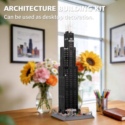 Oichy Willis Tower Chicago Architecture Block Set, World Famous Architecture Building Blocks, Collection Willis Tower Building Blocks for Adults and Kids(1241 PCS) - color: Willis Tower