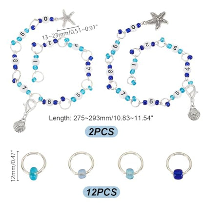 AHANDMAKER 2 Sets Row Counter Chains Set Number 0~9 Knitting with Alloy Pendants Number Beads Acrylic Stitch Markers for Knitting Crochet Tracking Project Progress