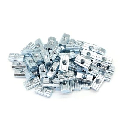 100Pcs 25 & 10 Series Aluminum Extrusion Profile M6 T-Slot Slide Nuts Hardware for 1 Inch x 1 Inch 1" 1010 1020 2525 2550 Extruded Aluminum Fastener Accessories - style: 10 Series Type Nut