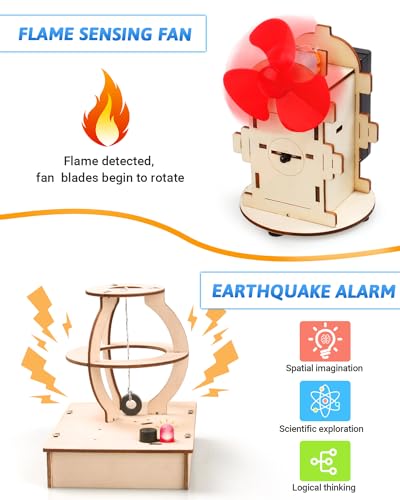 Poraxy STEM Kits for Kids Ages 8-10-12, 5 Set Wooden 3D Puzzles, Educational Science Experiment Building Projects Crafts, Toys for Ages 8-13, Birthday Gifts for Boys Girls 8 9 10 11 12 13 Years Old
