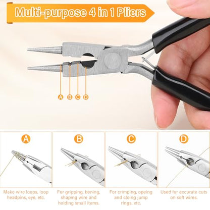 ModaCraft 26 Gauge Ultra-FINE Jewelry Wire Gold (328ft/100m) + 4-in-1 Ergonomic Pliers Set | Tarnish Resistant Copper Craft Wire for Wire Wrapping, Beading & Micro Jewelry Making | DIY Supplies Kit - color: Gold, size: 26 Gauge