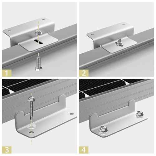 Anbte 4PCS Solar Panel Z Bracket, Solar Mounting Kit for RV, Roof, Silver - color: Silver (4PCS）