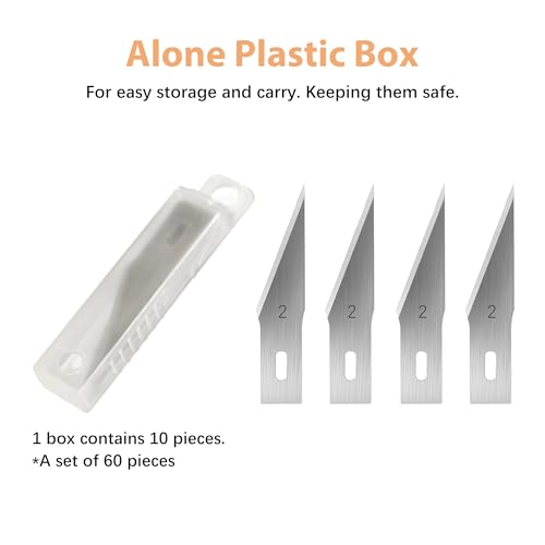 Headley Tools #2 Exacto Knife Blades(Pack of 60),Art Blades, Hobby Knife Blade Refills with Storage Case for Craft, Hobby, Scrapbooking, Cutting (#2) - size: #2-60pcs