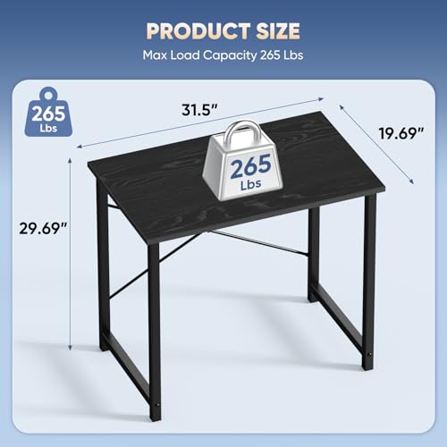 DUMOS 32 Inch Small Computer Desk, Gaming Desks for Home Office Bedroom - color: Black, size: 32 Inch