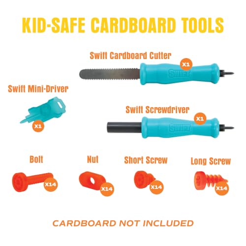 Swift Tool Kit – Cardboard Cutter & Construction Tool Set for Kids Age 5+ - size: Tool Kit (50+ pcs)