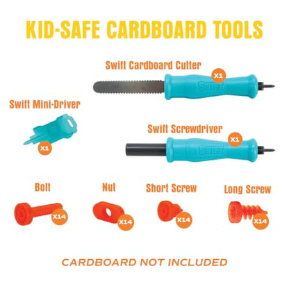 Swift Tool Kit – Cardboard Cutter & Construction Tool Set for Kids Age 5+ - size: Tool Kit (50+ pcs)
