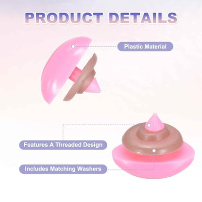 MECCANIXITY 50set 22mm Large Plastic Triangle Safety Noses Pink with Washer for Crochet Stuffed Animal Doll Craft Puppet Plush Toy Bear - color: Pink, size: 22mm