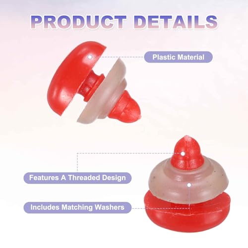 MECCANIXITY 50set 12mm Large Plastic Triangle Safety Noses Red with Washer for Crochet Stuffed Animal Doll Craft Puppet Plush Toy Bear - color: Red, size: 12mm