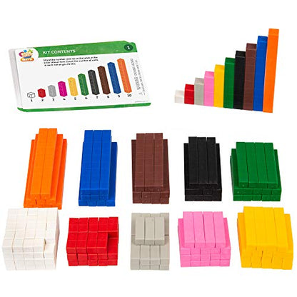 Kids First Math: Number Rods Math Kit w/Activity Cards | Develop Skills in Counting, Sorting, Sequencing, Graphing, Measuring & More | Visual Hands-on Math for At-Home or Classroom Learning, Ages 3+