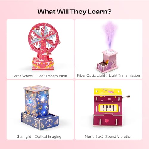 Sntieecr 6-in-1 Stem Kits for Kids Age 8-12, Girls Engineering Kit