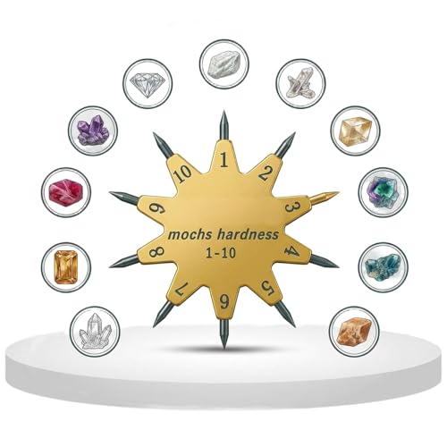 Mohs Hardness Test Kit – 1-10 Scratch Tester with Gold Ten-Pointed Star Picks | Quick & Easy Mineral Identification Tool for Gem, Jade, Jewelry, Rock & Geology Testing