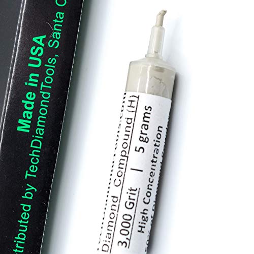 TechDiamondTools Diamond Polishing Compound Polishing Paste USA Made 3,000 Grit 3-6 Microns for Marble Glass Metal Rock Jewelry Resin Silver Chrome Gemstone with High Concentration of Diamond Powder - size: 3,000 grit / 3 - 6 microns