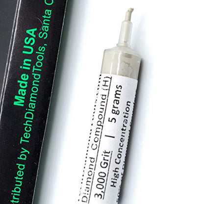 TechDiamondTools Diamond Polishing Compound Polishing Paste USA Made 3,000 Grit 3-6 Microns for Marble Glass Metal Rock Jewelry Resin Silver Chrome Gemstone with High Concentration of Diamond Powder - size: 3,000 grit / 3 - 6 microns