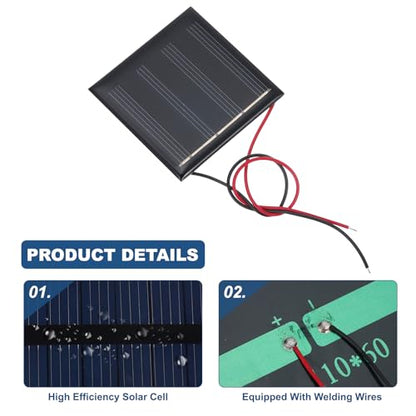 MECCANIXITY 5 Pcs 2V 0.32W 160mA Mini Solar Panels with 2 Cable - style: 2V 0.32W 160mA