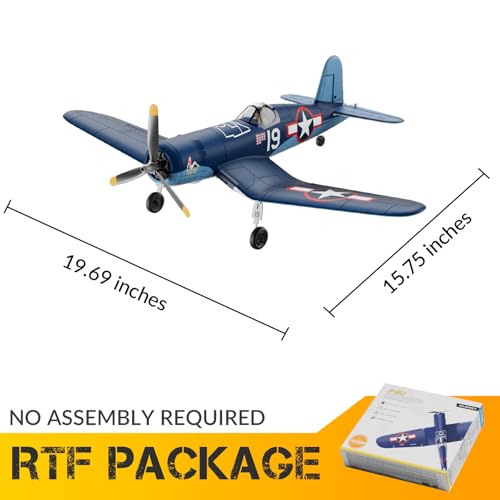 VOLANTEXR Brushless RC Plane 4 Channel - F4U Corsair 500mm RC Airplane with 3D Aerobatic & XPilot Stabilizer, 3 Flight Modes, 2.4G Remote Control Airplane RTF Fully Assembled 19in x16 inches