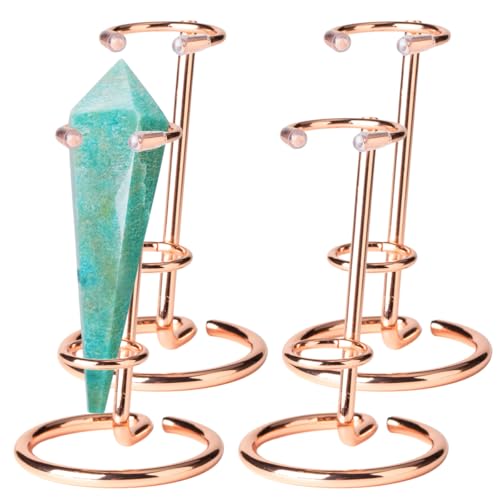 4 Pcs Crystal Wand Stand, 2.36" L X 2.36" W X 2.6" H In Mineral Display Stand, Small Iron Crystal Stands for Display (Rose Gold, small) - color: Rose Gold, size: small