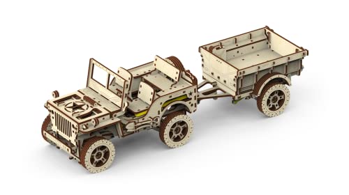 WOODEN.CITY Wooden 3D Puzzle Trailer, 119 Pieces, Engineered Wood, DIY Model Kit for Adults - color: 4x4 Offroad
