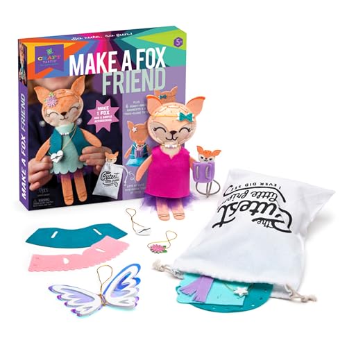 Craft-tastic – Make a Fox Friend Craft Kit – Learn to Make 1 Easy-to-Sew Stuffie with Clothes & Accessories - style: Make a Fox Friend Craft Kit