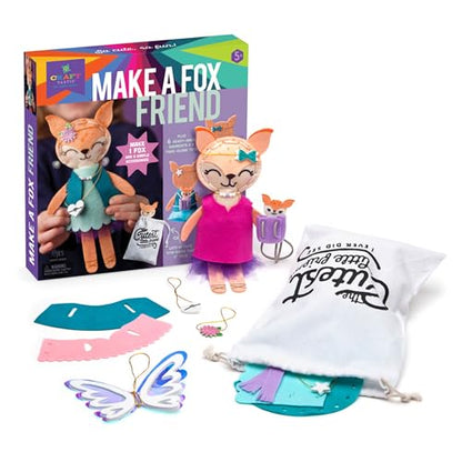 Craft-tastic – Make a Fox Friend Craft Kit – Learn to Make 1 Easy-to-Sew Stuffie with Clothes & Accessories - style: Make a Fox Friend Craft Kit