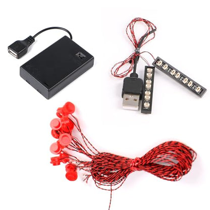 14PCS Building LED Lights 1X1 Circular Dot Compatible with LEGO(Red) - color: Red