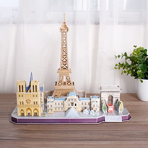 Revell Paris Skyline 3D Puzzles for Adults and Kids Ages 10 Years and up Arts Crafts Building - Eiffel Tower, Notre Dame, Louvre, Arc de Triomphe - 114 Pieces