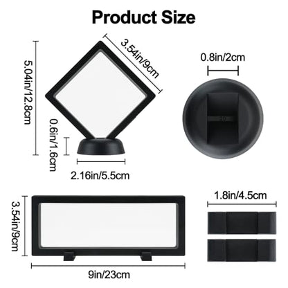 3D Floating Display Case, Transparent Film Jewely Storage Box, Black Challenge Coin Display Holder Stand for Antique Challenge Coins Medals Jewelry Shells Gems Minerals Rocks Specimen Pins (24Pcs) - color: 24pcs