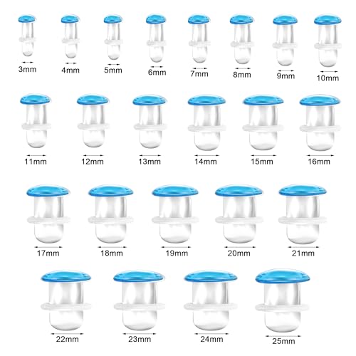 Glass Ear Stretching Kit Single Flare Plugs & Rubber Rings Unique 1mm Increments 3mm-25mm Gradual Sizing Smooth Glass Gauges for Daily Wear Earring Expander Stretcher Piercing Body Jewelry 2Pc - color: Blue, size: 16mm