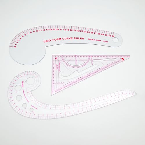 Clear Metric Sewing Rulers,French Curve Sewing Rulers Set,Sewing Tools Supplies for Quilting, Dressmaking, Tailors, Designers, Flexible PVC, 9PCS