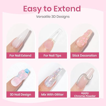 3d Sculpting Gel for Nail Art, Non-Stick Hand Solid Builder Gel - color: Clear&Mikly White&Aurora Pink