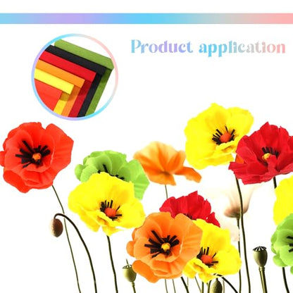 Gersoniel 57 Pcs Crepe Paper DIY Kit for Flower Making, Bright - color: Bright