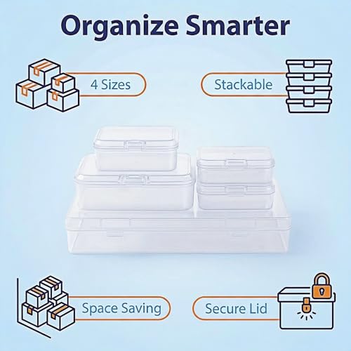 LJY 24 Plastic Boxes, 4 Sizes for Diamond Painting - color: Clear