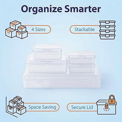 LJY 24 Plastic Boxes, 4 Sizes for Diamond Painting - color: Clear