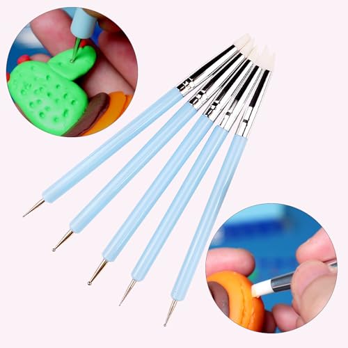 DIYOOHOMY 9 Pcs Polymer Clay Tools, Ball Stylus Silicone Sculpting Tools for Pottery Rock Dot Painting Nail Art Blending Clay Carving Ceramic Drawing DIY Craft Modeling - color: blue