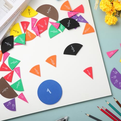 Sayglossy 6 Sets Fraction Circles for Math Classroom, Circles - style: Circles
