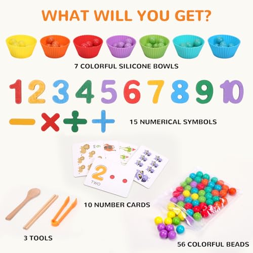 Wooden Peg Board Bead Game, Montessori Arithmetic Math Toy Set