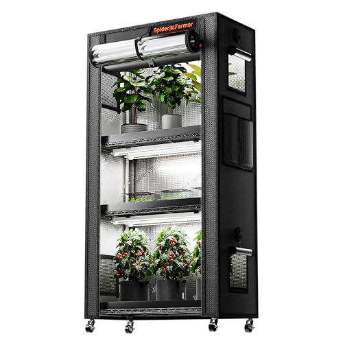 Spider Farmer 4 Tier Plant Stand with Grow Lights Indoor Greenhouse Shelf - size: M-28x14x59in