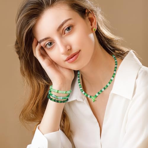 Funtopia 1600pcs Green Glass Beads for Bracelets, 6mm Crystal Beads - color: #10 Green, size: 6mm