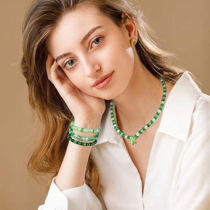 Funtopia 1600pcs Green Glass Beads for Bracelets, 6mm Crystal Beads - color: #10 Green, size: 6mm