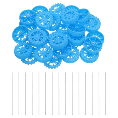 MECCANIXITY 30pcs Toy Car Tires 30mm OD, 8mm Thick, RC Model Car Wheels with 2mm OD x 150mm Long Shaft for Craft Project Hobby, Blue - color: Blue, size: 30mmx8mm 2mmx150mm