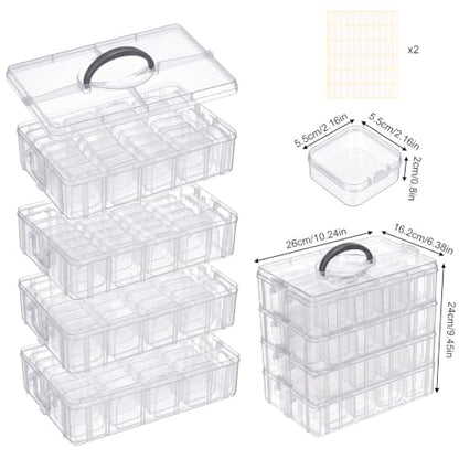 Stackable Bead Organizer 4 Tier with 120pcs Small Boxes Storage Container - size: 4-Tier 120pcs 2in Boxes